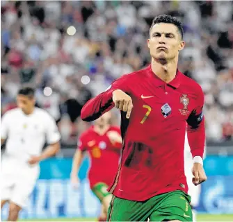  ?? REUTERS ?? Portugal’s Cristiano Ronaldo leads his nation’s side into the Round of 16 against Belgium on Sunday.