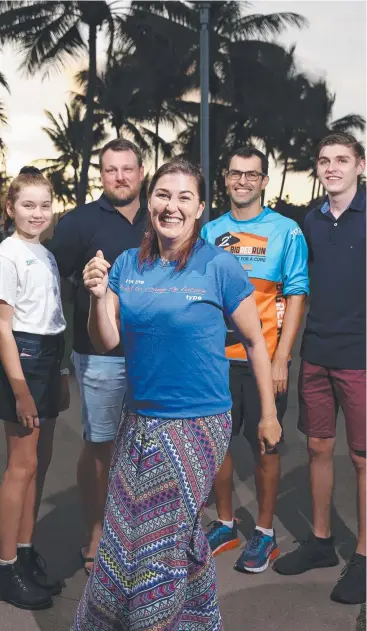  ?? Picture: BRENDAN RADKE ?? STEPPING OUT: Kelly Belcher (front) along with Rhianna McDonald, Andy Belcher, Ben Smith and Will Belcher will all participat­e in the walk on August 19.