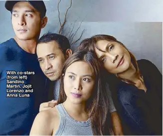  ??  ?? With co-stars (from left) Sandino Martin, Jojit Lorenzo and Anna Luna