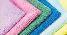  ??  ?? Microfibre cloths come in different weaves for a variety of uses.