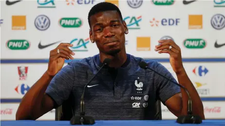  ?? Picture: REUTERS ?? WE ARE NOT THE FAVOURITES: Paul Pogba talks to the media during a press conference in Istra, Russia, yesterday.