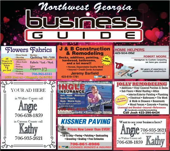  ??  ?? • Honest, Dependable Quality Work • Insured • Credit Cards Accepted SERVING NORTH GEORGIA FOR OVER 40 YEARS.