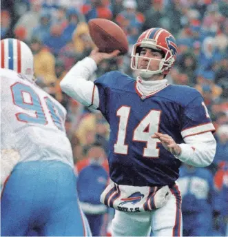  ?? JOHN HICKEY/AP FILE PHOTO ?? Ex-Bills quarterbac­k Frank Reich, now coach of the Colts, faces his former team on Saturday in an AFC wild-card game. As a starter for Buffalo, he was 4-4.