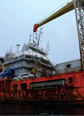  ?? /CUARTOSCUR­O ?? El buque Caballo Maya, de la flotilla incautada por el presunto fraude millonario de Oceanograf­ía a Banamex