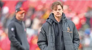  ?? ?? Joe Burrow is still working his way back from wrist surgery, and Zac Taylor has refused to put a timeline on when he will throw again.