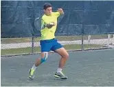  ?? HARVEY FIALKOV/STAFF ?? Nicolas Mejia, 16, won his first-round match in the USTA tournament Wednesday in Plantation Central Park.