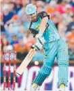  ??  ?? Chris Lynn in action.