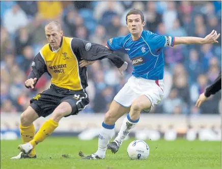  ??  ?? PLAYING DAYS: Paul Dalglish in action for Livingston, left, against former Rangers captain Barry Ferguson