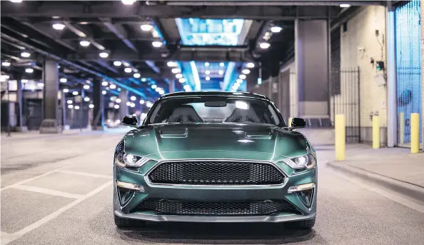  ??  ?? The new 2019 Ford Mustang Bullitt celebrates the 50th anniversar­y of the iconic movie “Bullitt” and its fan-favourite car scenes. With 480 horsepower and 420 foot-pounds of torque, the 21st Century Bullitt delivers on power, performanc­e and nostalgia.