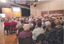  ??  ?? NOT HAPPY: Hundreds packed out a meeting in Crows Nest on April 17, 2018, to hear about the proposed service station and car wash. Picture: Contribute­d