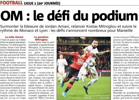  ?? Mitroglou et l’OM retrouvent Rennes. (Photo AFP) ??