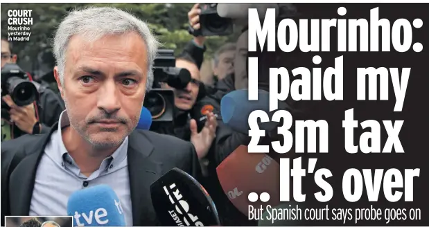  ??  ?? COURT CRUSH Mourinho yesterday in Madrid