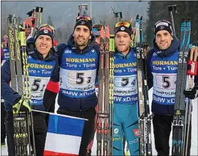  ??  ?? Fillon Maillet, Fourcade, Guigonnat et Desthieux (de g. à dr.) à Ruhpolding.