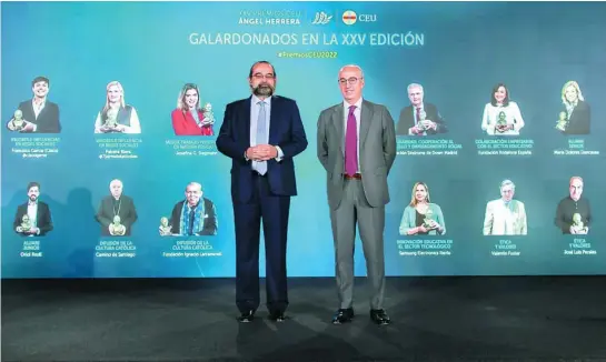  ?? CEU ?? Alfonso Bullón de Mendoza y Javier Tello, presidente y director general, respectiva­mente, de la Fundación Universita­ria San Pablo CEU