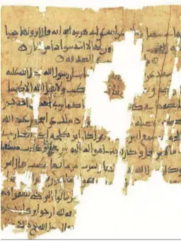  ?? . ?? Fragmento de papiro con la Muwatta de Malik ben Anas (siglo IX).