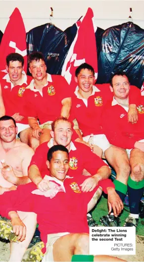  ?? PICTURES: Getty Images ?? Delight: The Lions celebrate winning the second Test