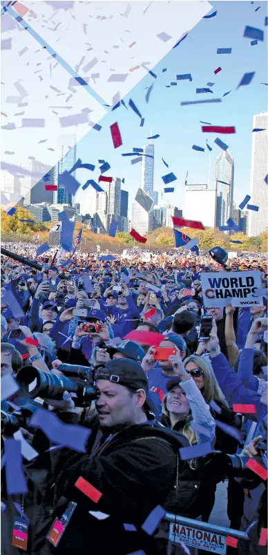  ?? NAM Y. HUH/AP ?? Cubs fans waited a long time but finally got a chance to celebrate a World Series title in Grant Park on Nov. 4, 2016.