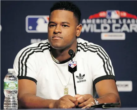  ?? FRANK FRANKLIN II / THE ASSOCIATED PRESS ?? New York Yankees starting pitcher Luis Severino is scheduled to start against the Oakland Athletics in the American League wild-card game on Wednesday. He was picked over J.A. Happ and Masahiro Tanaka.