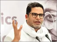  ?? ANI ?? Poll strategist Prashant Kishor addresses a press conference, at Gyan Bhawan, in Patna on Thursday.