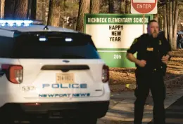  ?? BILLY SCHUERMAN/STAFF ?? Police responded to a shooting that injured teacher Abigail Zwerner on Jan. 6, 2022, at Richneck Elementary in Newport News, Virginia.