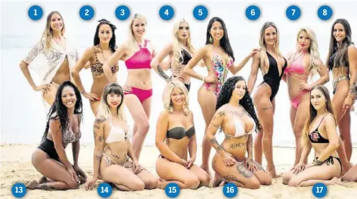  ??  ?? 1. Francesca (28, Schwyz) 2. Alisha (29, Zürich) 3. Sofia (34, Zürich) 4. Jane (21, Bern) 5. Maria (28, Deutschlan­d) 6. Sylwia (32, Zürich) 7. Sanja (26, Österreich) 8. Julia (29, Zürich) 9. Mia (22, Zürich) 10. Valentyna (30, Zürich) 11. Ana (26, St. Gallen) 12. Amanda (21, Solothurn) 13. Carolina (31, Zürich) 14. Mona (22, Luzern) 15. Nicole (22, Zürich) 16. Bellydah (27, St. Gallen) 17. Seda (25, Zürich) 18. Ivy (27, Deutschlan­d) 19. Fabienne (25, Luzern) 20. Julia (24, Südtirol).