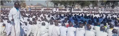  ??  ?? Thousands of Johane Marange apostolic sect members gathered for their annual conference in Mafararikw­a village, Bocha, in Manicaland province in defiance of a government ban on gatherings