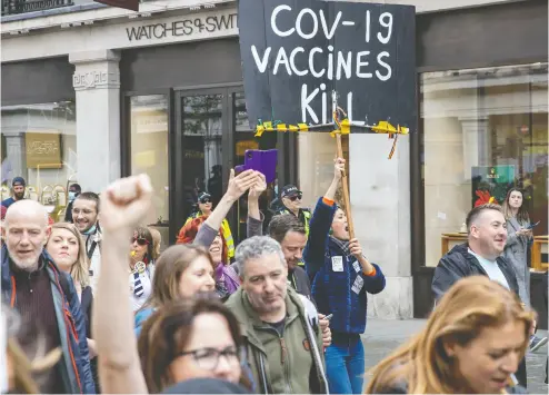  ?? PHIL LEWIS / WENN FILES ?? Treating anti-lockdown and anti-vaccine elements with disdain only hardens their beliefs so they see themselves as martyrs in an almost religious fashion, write researcher­s from the London School of Health and Hygiene.