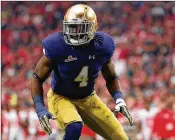  ?? CHRISTIAN PETERSEN / GETTY IMAGES FILE ?? Notre Dame junior linebacker Te’von Coney is the Fighting Irish’s leading tackler with 74 this season, 10 more than his closest teammate.