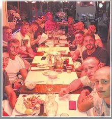  ??  ?? SCRUMMY Cipriani’s pic of meal with Gloucester teammates