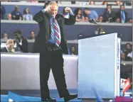  ?? AP/MARK J. TERRILL ?? Democratic vice presidenti­al candidate Sen. Tim Kaine, D-Va., gestures Wednesday after concluding his speech during the third day of the Democratic National Convention in Philadelph­ia.