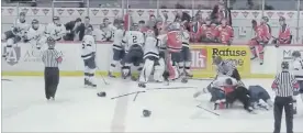  ?? TWITTER ?? A screenshot of the brawl between the Acadia University Axemen and the St. Francis-Xavier University X-Men during a game on Saturday.