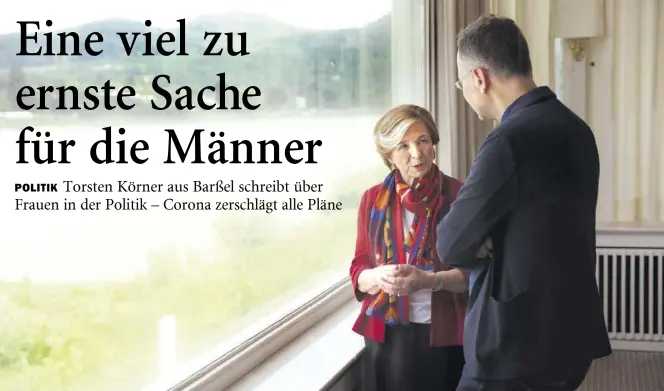  ?? BILD: (C) MAJESTIC ?? Interview im Bonner Regierungs­viertel: Torsten Körner spricht mit Ursula Männle (CSU).