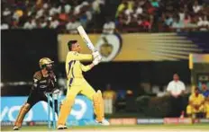  ??  ?? Opener Shane Watson gave Chennai Super Kings a brisk start while skipper Mahendra Singh Dhoni provided the finishing touches to guide the visitors to 177 for five in 20 overs against Kolkata Knight Riders at the Eden Gardens in Kolkata yesterday....