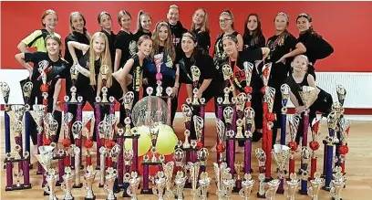  ?? ?? ●● Samba Dance and Fitness members with the trophies from The ‘Dance It’ Championsh­ips