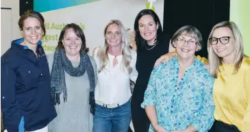  ??  ?? Celebratin­g rural women at the Telstra Women in Ag luncheon at Farm World are (from left) Sallie Jones, Angela Betheras, Toni Barton, Natalee Ward, Shirley Harlock and Telstra area general manager Loretta Willaton.