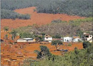  ?? Picture: REUTERS ?? Save for one street on higher ground in Bento Rodrigues, a mudslide appears to have destroyed the roads. The rest of the former hamlet has either been washed away or remains coated in sticky mud.