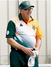  ?? Photograph­s by AMANDA EMARY. ?? Neerim District’s Ray Throup is all smiles as bowls returns on Saturday.