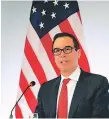  ?? FOTO: AGENCIA AFP ?? El nuevo seCketAkio del Tesoko de EE UU, Steven MnuChin.