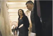  ?? Drew Angerer / Getty Images ?? Facebook’s Sheryl Sandberg walks with Rep. Tony Cardenas, D-Pacoima (Los Angeles County).