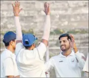  ?? PTI ?? •Bihar’s Ashutosh Aman broke Bishan Bedi’s record of most wickets in a Ranji Trophy season when he took 7/71 against Manipur.