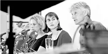  ??  ?? Dr Christine Ruffler, Dr Dr Beth O’Connor and McPhun from Médecins Sans Frontières addressing the media. — Reuters photo