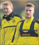  ?? FOTO:GETTY ?? Schürrle y Reus, ayer entrenándo­se