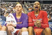  ?? Evan Vucci / Associated Press ?? Diana Taurasi, left, and Tina Thompson were AllStar teammates in 2007 and now rank 1-2 on the WNBA’s all-time scoring list.