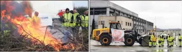  ?? (Photos Philippe Arnassan et Dylan Meiffret) ?? A Fréjus, les manifestan­ts ont bloqué l’entrée de la déchetteri­e. Au Muy, celle du centre de tri.