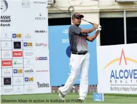  ??  ?? Shamim Khan in action in Kolkata on Friday.