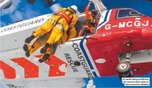  ??  ?? It’s worth taking an RYA first aid course to learn when an injury warrants a Mayday