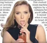  ??  ?? Cool drink: an ad starring Scarlett Johansson