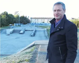  ?? PHOTO: DANIEL BIRCHFIELD ?? Gathering place . . . Waitaki Mayor Gary Kircher at the Oamaru skate park, where at least one security camera that can be monitored by police is to be installed.