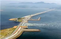 ??  ?? South Korea’s 33km Saemangeum Seawall project disturbed an estuarine tidal flat that was once a base for more than 400,000 birds.