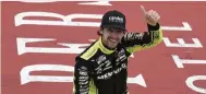  ?? AP ?? Ryan Blaney celebrates in Victory Lane Sunday.